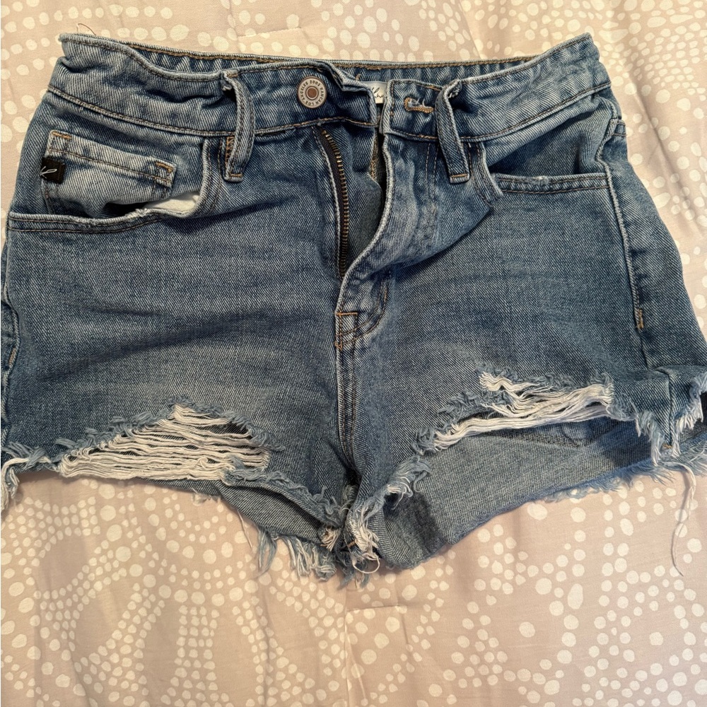 KanCan Blue Distressed Jean Shorts High-Waisted